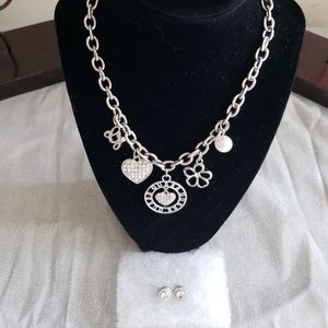 Guess Charm Necklace w Matching Earrings  NWOT